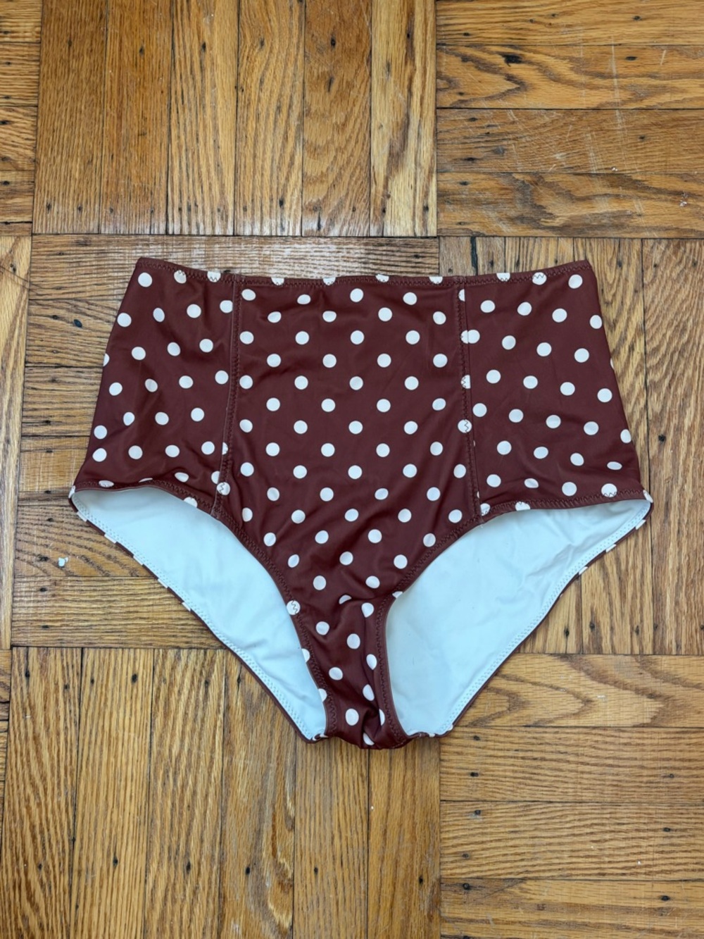 Reformation Brown and White Polka Dot Bikini Bottom